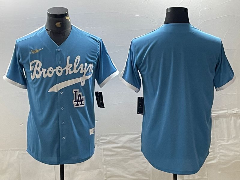 Men Los Angeles Dodgers Blank Light blue Throwback 2024 Nike MLB Jersey style 1